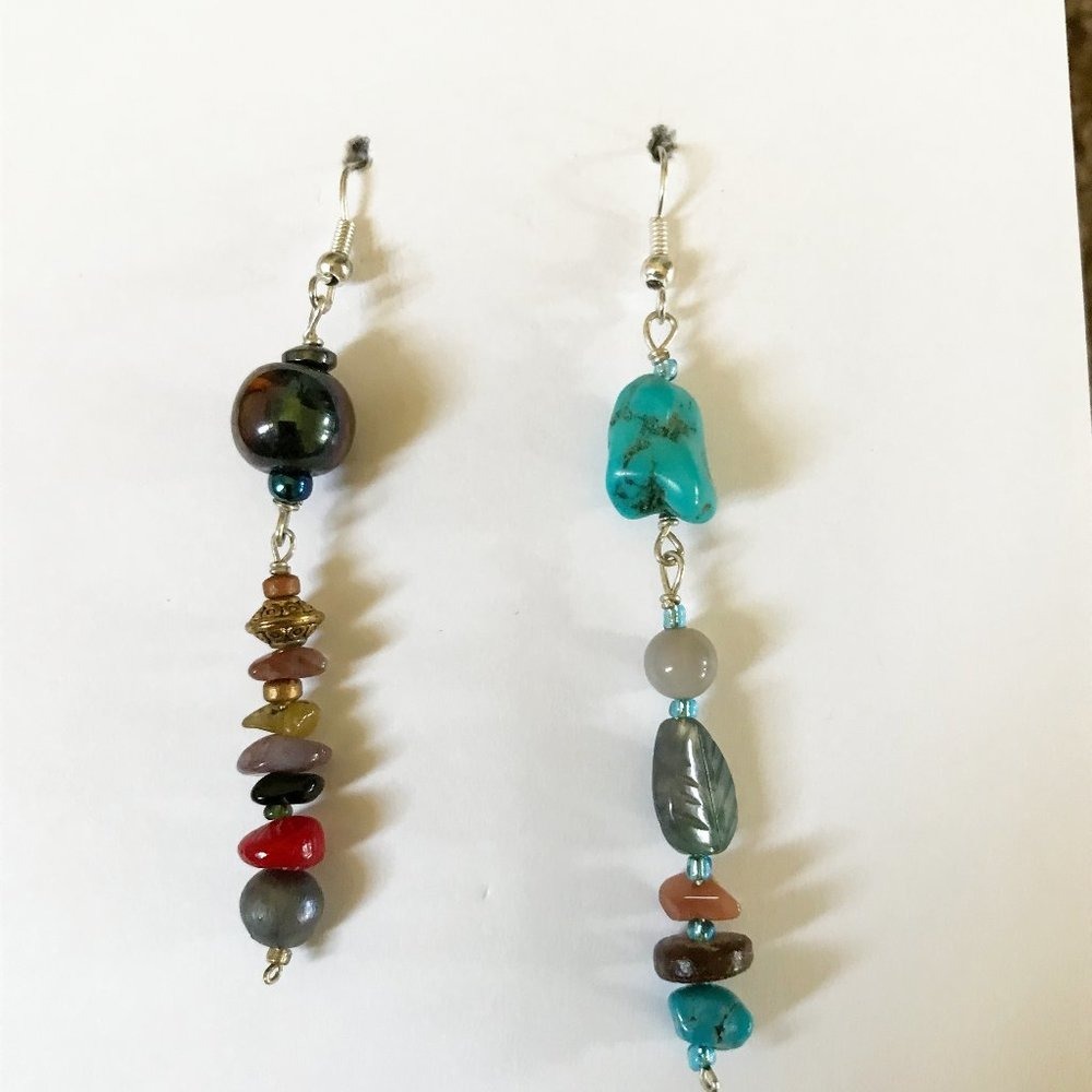 Unmatchy Gemstone Crystal Drop Earrings Turquoise Coral Jasper Labradorite Boho